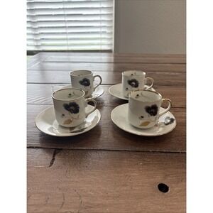 4 Tiger Yedi Porcelain Cup Saucer Gold Leaf Small Tea   Espresso Coffee